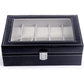 Leather Watch Jewelry Display Storage Holder Case 10 Grids Box Organizer