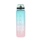 1L Water Bottle Motivational Drink Flask With Time Markings Bpa Free Sport Gym - Blue+Pink