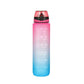 1L Water Bottle Motivational Drink Flask With Time Markings Bpa Free Sport Gym - Blue+Purple