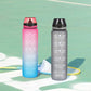 1L Water Bottle Motivational Drink Flask With Time Markings Bpa Free Sport Gym - Grey