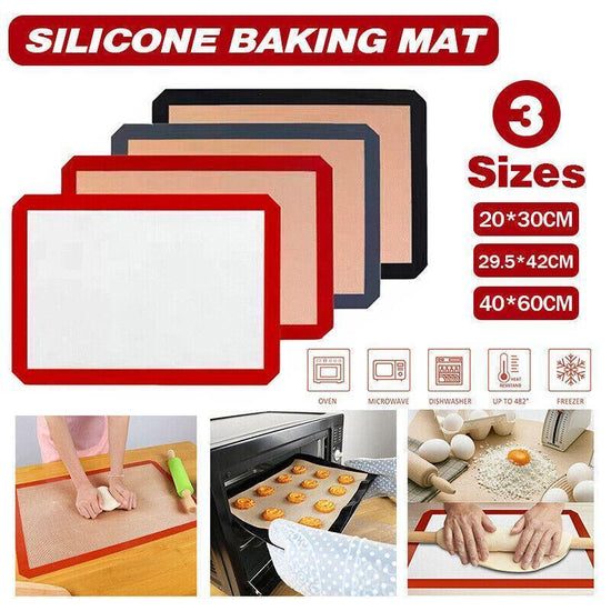 New Non-Stick Silicone Baking Mat Large Scale Cake Emarle Silicon Bakeware Dough - Black 2PCS(2*60X40CM)