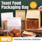 100x Kraft Paper Flat Bottom Cake Packaging Toast Bread Bags With Window Cowhide - 13X28+10CM