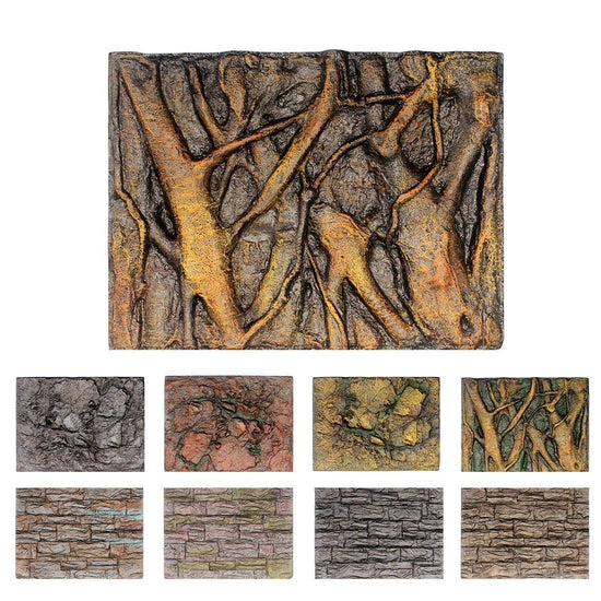 Pet Reptile Tank Board 3D Foam Backgrounds and Habitat Decoration 9 Styles - H