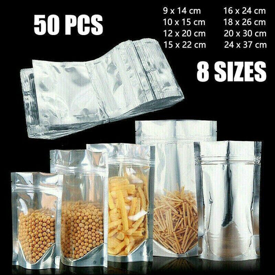 Clear Aluminum Foil Mylar Stand Up Retail Bags Zip Lock Pouches Pouch Packaging - 20*30+4CM-50PCS