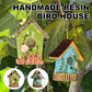 Handmade Birdhouse Resin Cute Patio Garden Hanging Nest Decoration for Outdoors - Blue