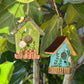 Handmade Birdhouse Resin Cute Patio Garden Hanging Nest Decoration for Outdoors - Blue