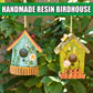 Handmade Birdhouse Resin Cute Patio Garden Hanging Nest Decoration for Outdoors - Blue