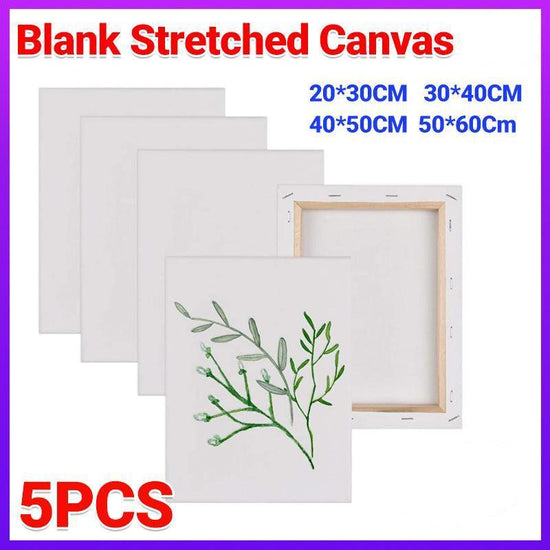 5x Artist Blank Stretched Canvas Canvases Art Large White Range Oil Acrylic Wood - 40*50CM