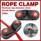 Rope Clamp Set 2PCS Aluminum Alloy Black Clip Plate Sailboat Kayak Canoe Outdoor