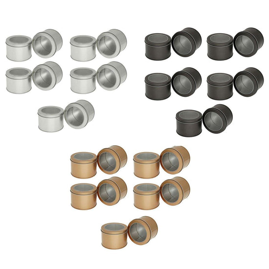 10pcs Open Window Cake Tin Box Bakery Biscuit Packaging Storage Tin Box Set - Gold