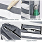 Large Bohemian Striped Canvas Beach Bag Zipper Tote for Travel Outdoor Vacation - Yellow