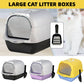 Enclosed Cat Litter Box Lid Scoop Splash Proof Lift Top Removable Toilet Tray - Black