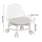 Stool with Universal Wheels Pulley Short Stool with Backrest Comfortable Seat - White