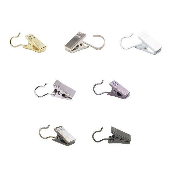 50PCS Stainless Steel Curtain Clip Hooks Strong Load-bearing Shower Accessories - Silver White