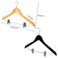 10 Pcs Wooden Non-Slip Wide Shoulder Clothes Hanger with Clip for Hotel Wardrobe - Black