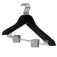 10 Pcs Wooden Non-Slip Wide Shoulder Clothes Hanger with Clip for Hotel Wardrobe - Black