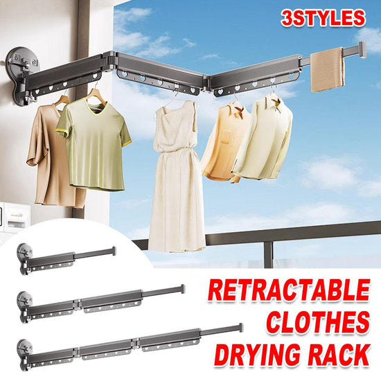 2/3/4-Bar Adjustable Foldable Retractable Clothes Drying Rack Suction Cup Hanger - Two Fold And Three Sections