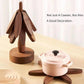 Solid Wooden Trivet for Hot Dish Walnut Christmas Tree Table Heat-Resistant Mat - Brown-3pcs