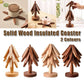 Solid Wooden Trivet for Hot Dish Walnut Christmas Tree Table Heat-Resistant Mat - Brown-4pcs
