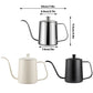 Hand Drip Coffee Pot Stainless Steel Fine Spout Hanging Ear Filter Cup Kettle - Black