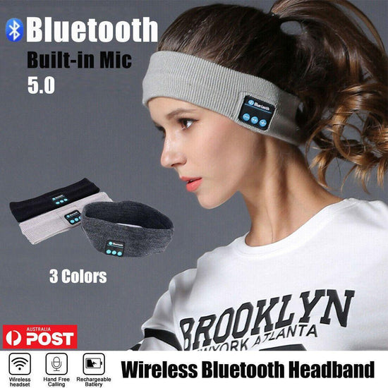 Wireless Bluetooth Headband Earphone Stereo Sport Headphone Headset Sleep New - Dark grey