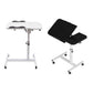 Adjustable Folding Computer Desk Stand Floor-Standing Movable Bedside Table - White