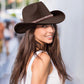Western Cowboy Hat American Wool Felt Jazz Hat for Men Women Upside Down Top Hat - Coffee