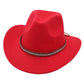 Western Cowboy Hat American Wool Felt Jazz Hat for Men Women Upside Down Top Hat - Coffee