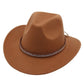 Western Cowboy Hat American Wool Felt Jazz Hat for Men Women Upside Down Top Hat - Coffee