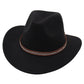 Western Cowboy Hat American Wool Felt Jazz Hat for Men Women Upside Down Top Hat - Coffee