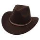 Western Cowboy Hat American Wool Felt Jazz Hat for Men Women Upside Down Top Hat - Coffee