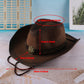 Outdoor Western Cowboy Hat Unisex Straw Hat Visor Hats Big Wide Brim Hat Summer - Khaki