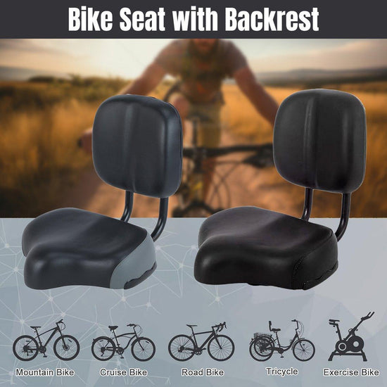 Electric Bicycle Tricycle Seat With Backrest Adjustable Comfortable Bike Seat - Grey