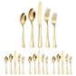 20/40pcs Stainless Steel Cutlery Set Knife Fork Spoon Western Hotel Tableware - Golden-20pcs