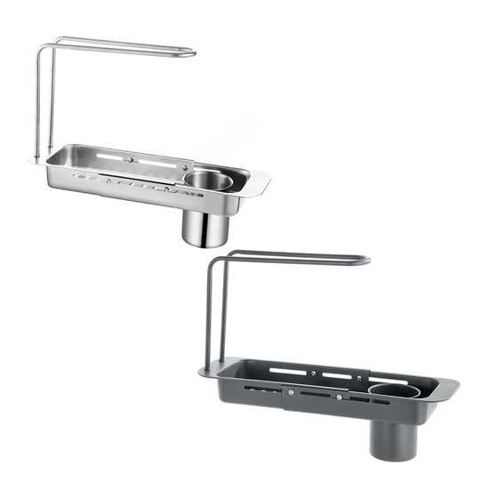 Retractable Kitchen Sink Draining Rack Water Filter Basket Storage Shelf Home - Grey