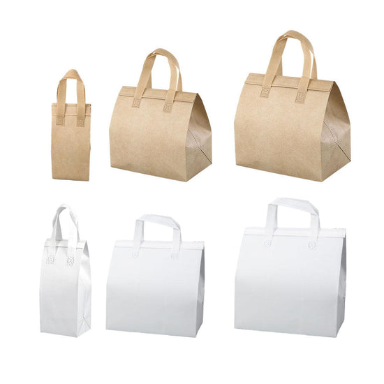50pcs Thermal Insulation Packing Bag Non Woven Milk Tea Cake Food Storage Bag - Kraft-27x12x10cm