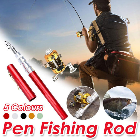 Mini Pen Fishing Rod Pocket Size Portable Telescopic Travel Fishing Pole Tool - Black