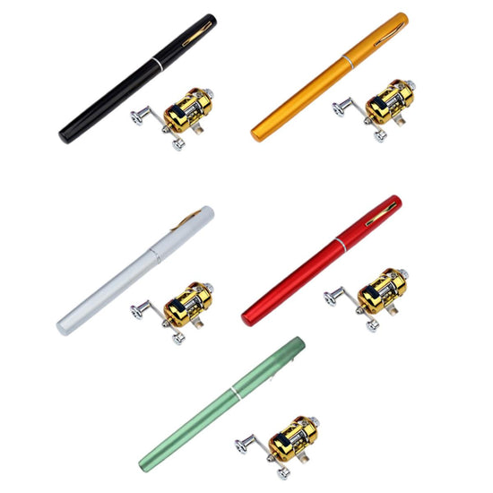 Mini Pen Fishing Rod Pocket Size Portable Telescopic Travel Fishing Pole Tool - Black