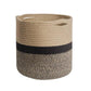 1-Piece 30 cm Woven Cotton Rope Storage Basket, Black and Beige