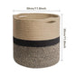 1-Piece 30 cm Woven Cotton Rope Storage Basket, Black and Beige
