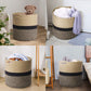 1-Piece 30 cm Woven Cotton Rope Storage Basket, Black and Beige