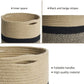 1-Piece 30 cm Woven Cotton Rope Storage Basket, Black and Beige