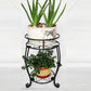 Foldable Plant Stand 2 Tier Metal Flower Shelf for Indoor Outdoor