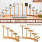 Bamboo Indoor Desktop Flower Stand for Living Room Office MultiTier Plant Holder - Round