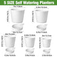 5pcs Self Watering Planter Desktop Plastic Round Planter Auto Suction Lazy Pot - Green