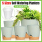 5pcs Self Watering Planter Desktop Plastic Round Planter Auto Suction Lazy Pot - Green