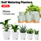 5pcs Self Watering Planter Desktop Plastic Round Planter Auto Suction Lazy Pot - White
