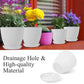 6PCS Simple Plastic Round Plant Pots Vertical Stripes Flower Pot Green Gardening - White