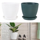 6PCS Simple Plastic Round Plant Pots Vertical Stripes Flower Pot Green Gardening - White