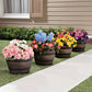 2PCS Wooden Barrel Style Plastic Flower Pots Anti Slip for Garden